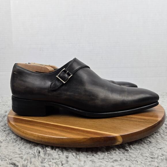 Magnanni Saks Fifth Avenue Men 9M Efren Gray Patina Monk Strap Loafer Dress Shoe main image 6
